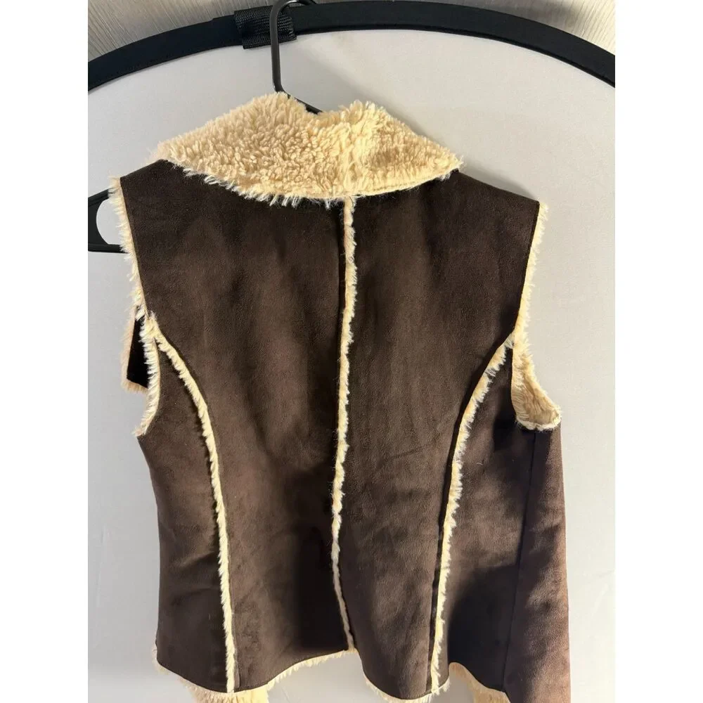 Knox Rose Women’s M Brown Faux Suede Sherpa Vest